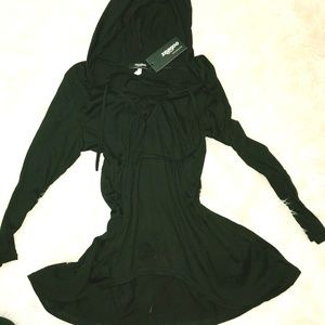 NWT Black hoodie with Lace up front